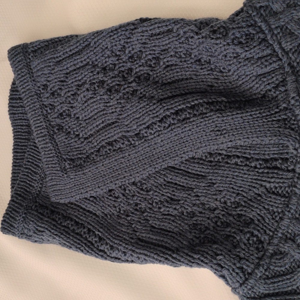 Aran Crafts Ireland Mallard Blue Cable Knit Merino Wool Cowl Poncho Sweater - 10 - Picture 9 of 10